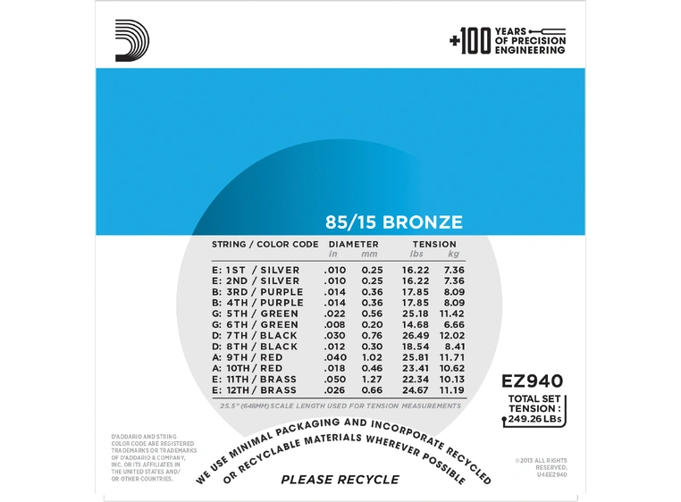 D'Addario EZ940 Bronze 85/15 12str. (010-050) 